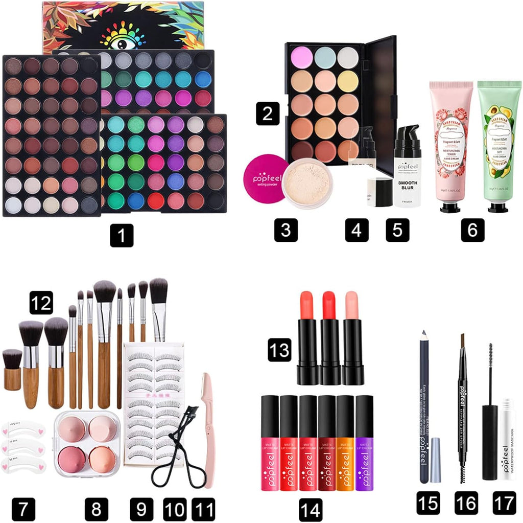 Kit De Maquillaje, Set Maquillaje Mujer, Estuche Maquillaje Mujer, Set De Regalo De Maquillaje Kit De Inicio Completo Con Sombras De Ojos, Fundación, Maletín Maquillaje Para Niñas Mujeres