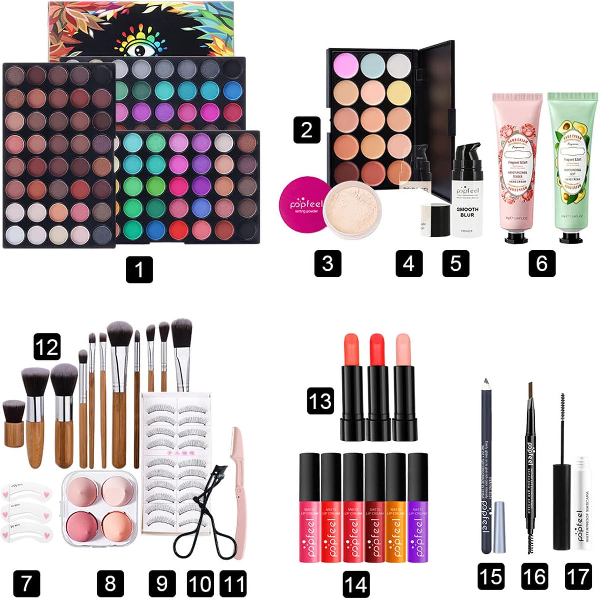 Kit De Maquillaje, Set Maquillaje Mujer, Estuche Maquillaje Mujer, Set De Regalo De Maquillaje Kit De Inicio Completo Con Sombras De Ojos, Fundación, Maletín Maquillaje Para Niñas Mujeres