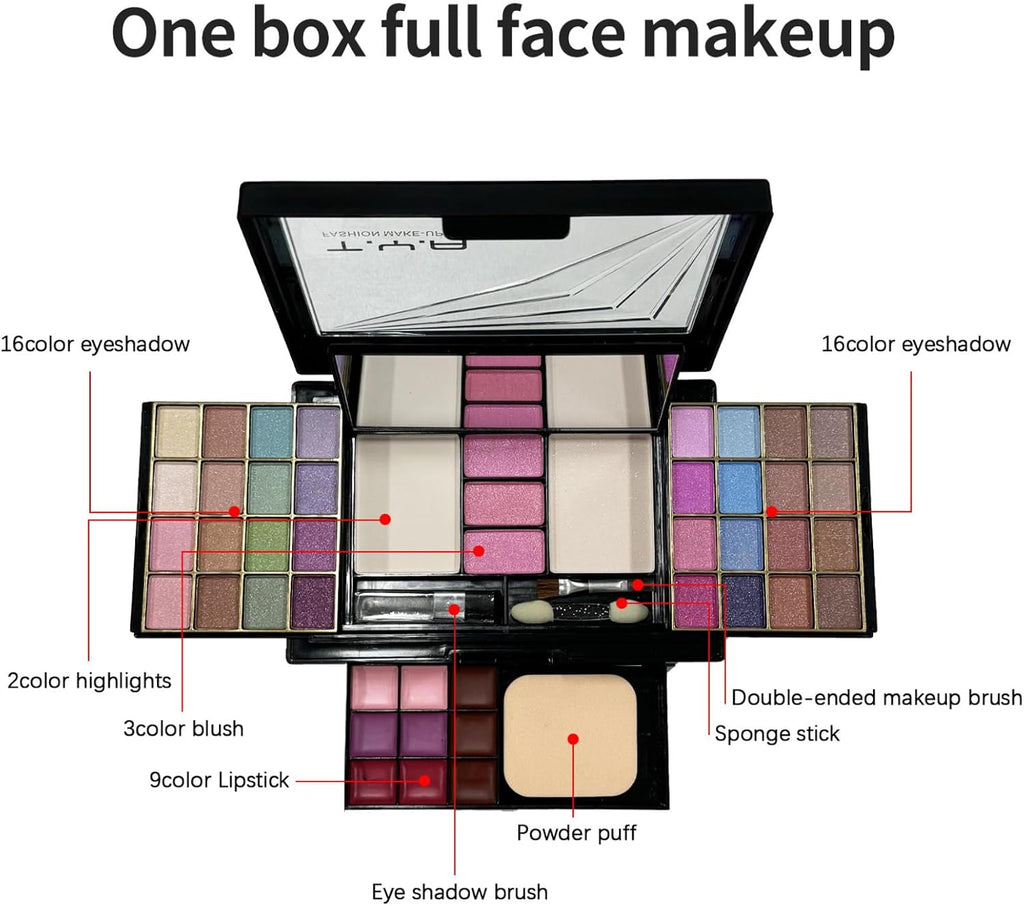 Maquillaje Para Mujer, Paleta De Maquillaje, Caja De Maquillaje Para Mujer, Paleta De Sombra De Ojos Mate Con Lentejuelas, Aclaración, Contorno, Rubor, Larga Duración, Muy Pigmentada