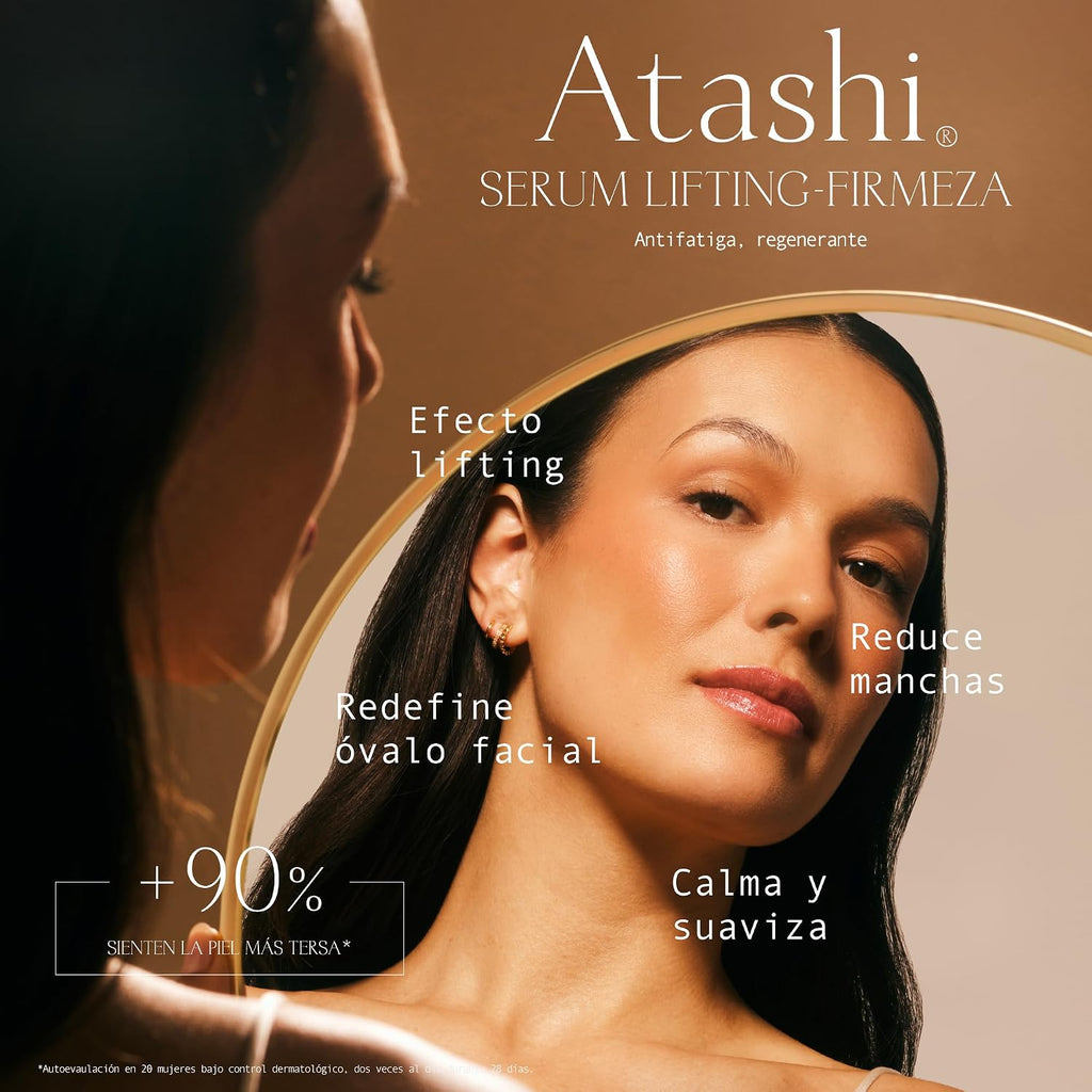 Atashi Ritual Lifting Iluminador, Serum Alta Eficacia Lifting-Firmeza + Contorno De Ojos Iluminador + Gua Sha Spoon, 50 Ml + 15Ml