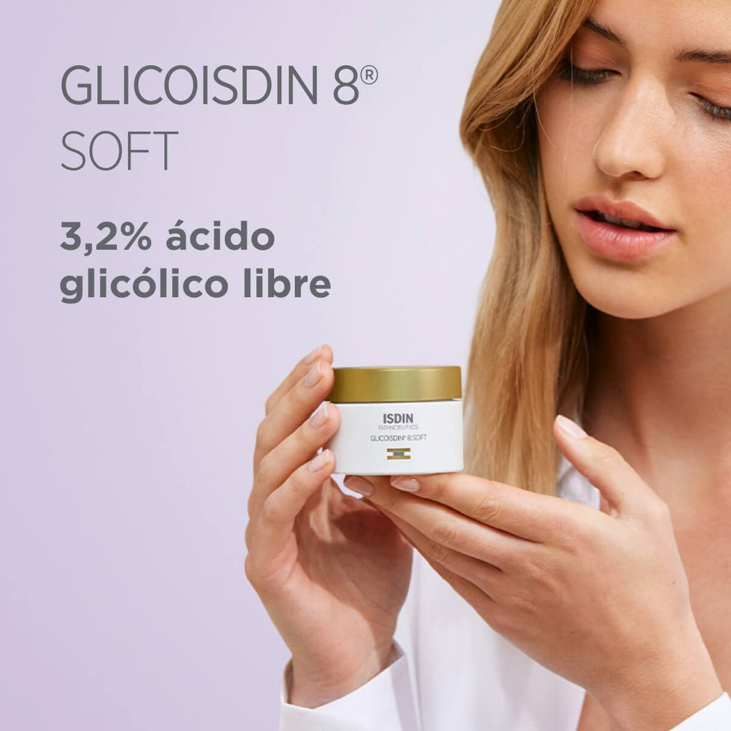 ISDIN Isdinceutics Glicoisdin 8 Crema Exfoliante Con Ácido Glicólico, Acción Exfoliante E Hidratante, 50 G