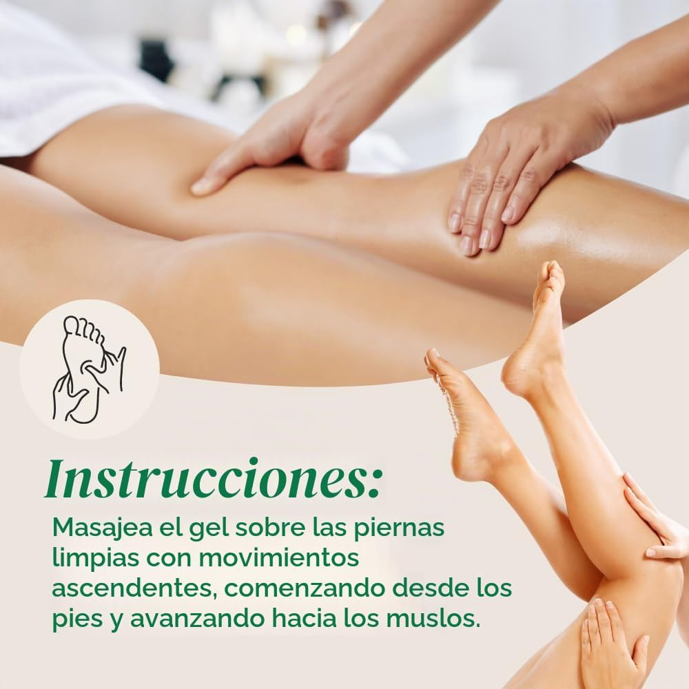 Aplicación del gel CMP mediante masaje en las piernas