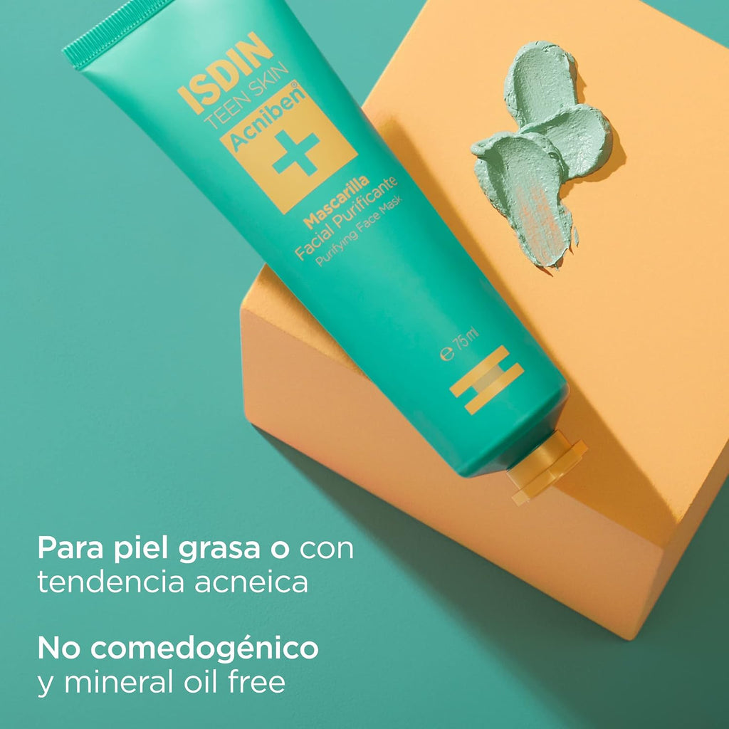 ISDIN Acniben Mascarilla Purificante Mascarilla Facial Purificante Limpia En Profundidad Y Ayuda a Reducir Los Granos, 75 Ml