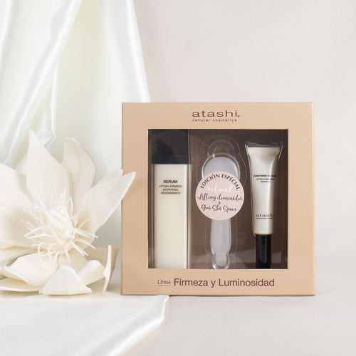 Atashi Ritual Lifting Iluminador, Serum Alta Eficacia Lifting-Firmeza + Contorno De Ojos Iluminador + Gua Sha Spoon, 50 Ml + 15Ml