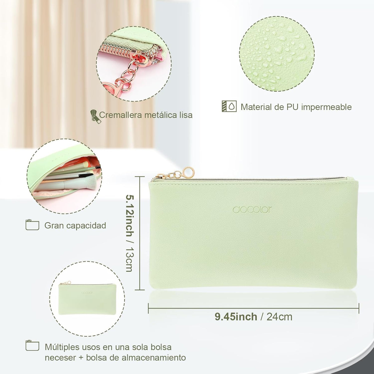 Docolor Juego De Brochas De Maquillaje Profesional 17 Piezas, Kit Completo Color Morandi Con Bolsa De Viaje, Esponja Y Guía De Uso, Pinceles De Maquillaje Premium Synthetic Para Cara Y Ojos, Rubor