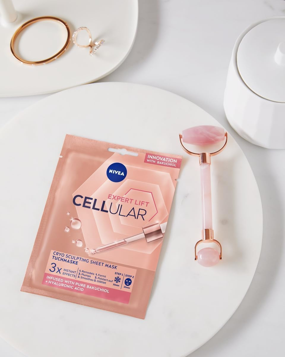 NIVEA Cellular Expert Lift - Mascarilla Facial De Tejido Antiedad - Con Ácido Hialurónico Y Bakuchiol Puro - Remodela Y Reduce La Arrugas - Piel Más Firme - Todo Tipo De Piel Y Madura - 1 Unidad