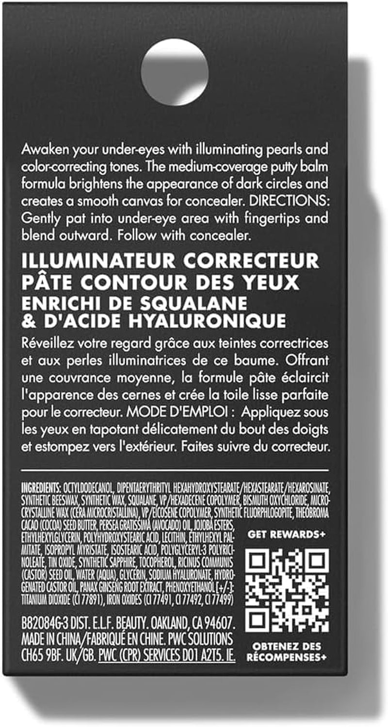 Putty Color-Correcting Eye Brightener, Cobertura Media, Aclarador E Hidratante, Corrector De Color Debajo Del Ojo, Vegano Y Libre De Crueldad Animal, 4,2 G