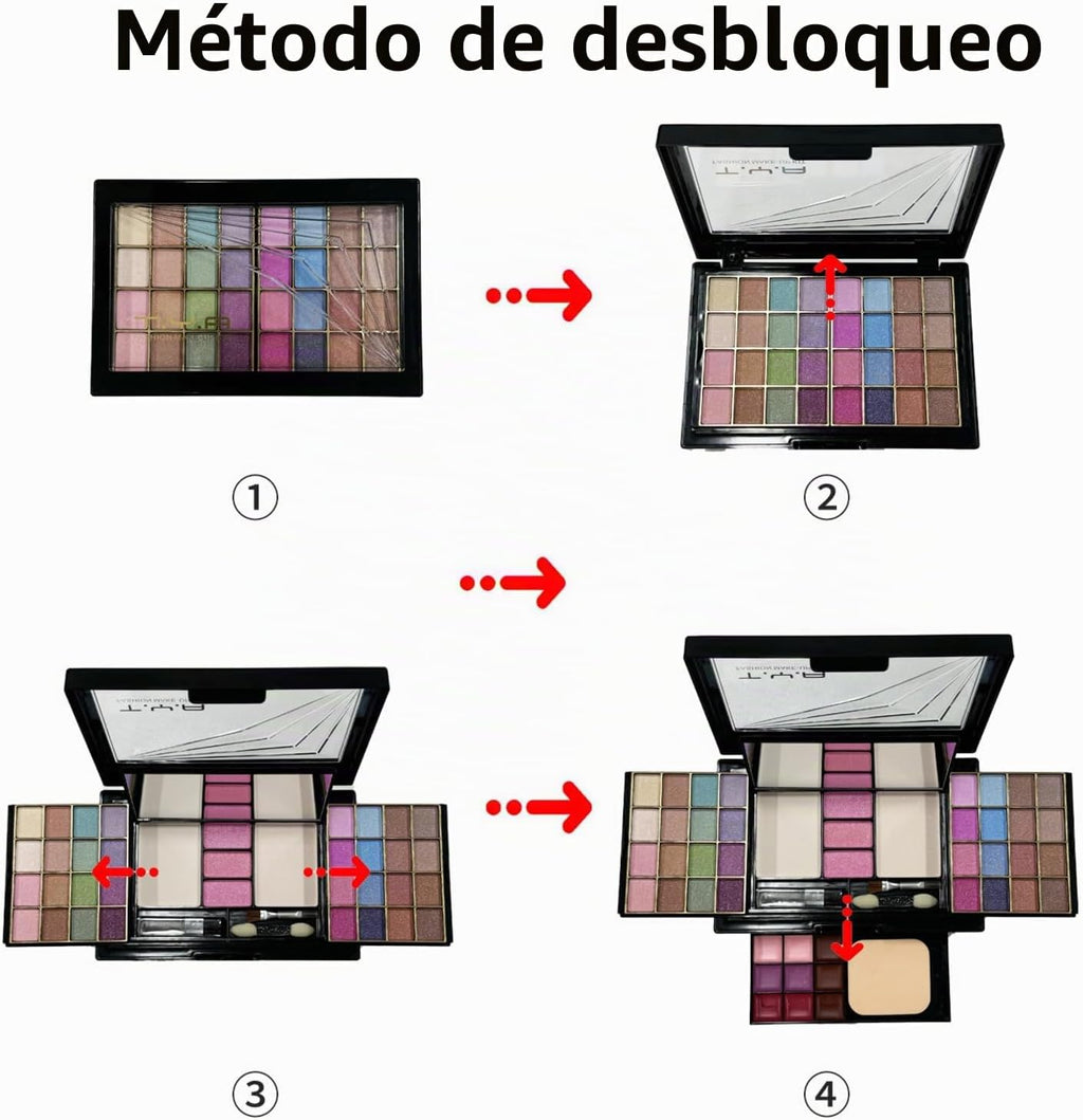 Maquillaje Para Mujer, Paleta De Maquillaje, Caja De Maquillaje Para Mujer, Paleta De Sombra De Ojos Mate Con Lentejuelas, Aclaración, Contorno, Rubor, Larga Duración, Muy Pigmentada