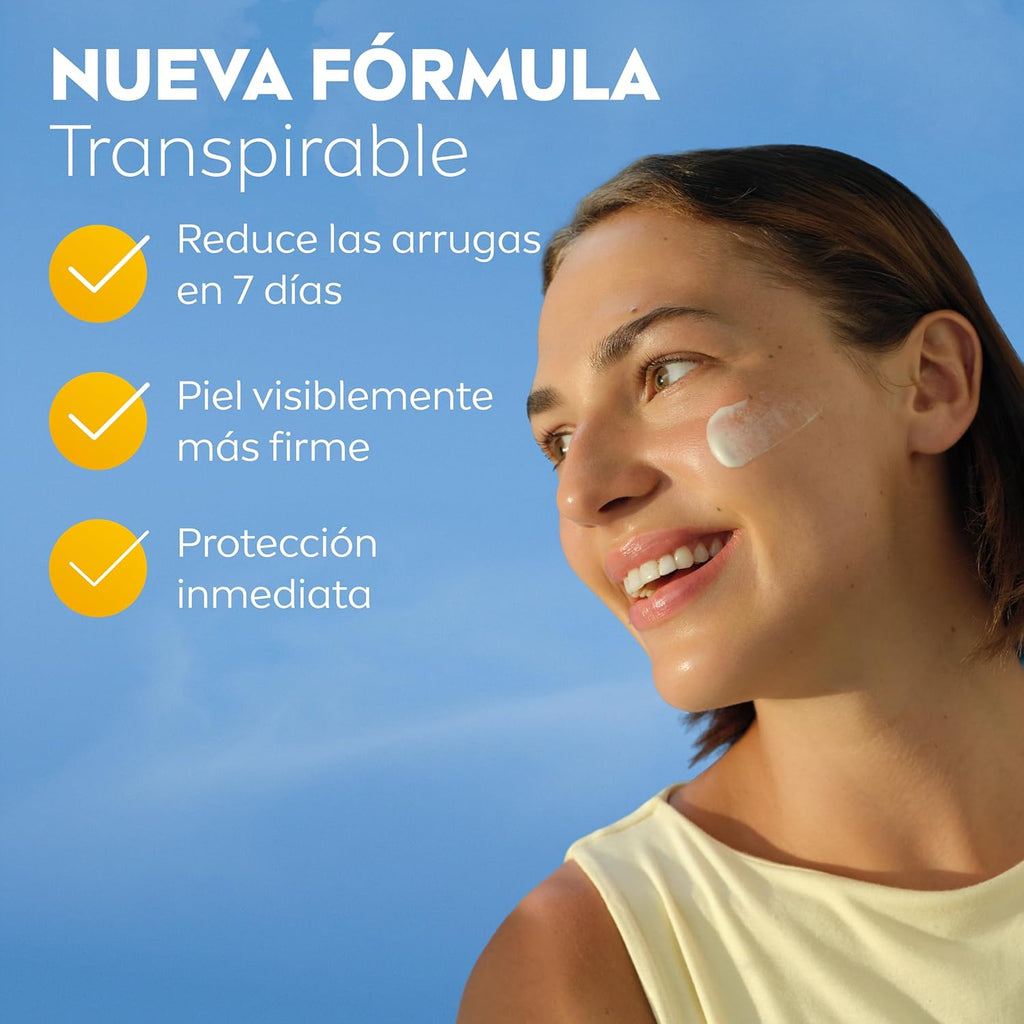 NIVEA SUN Q10 Protección Solar Facial Antiedad Transpirable SPF50+ 40 Ml