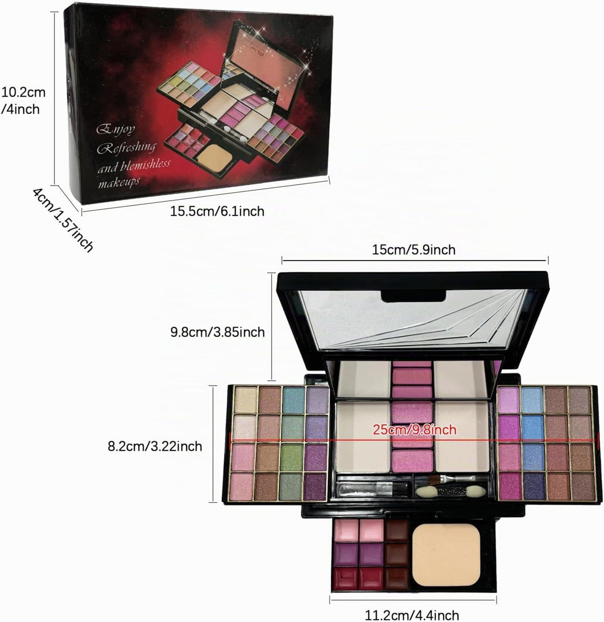 Maquillaje Para Mujer, Paleta De Maquillaje, Caja De Maquillaje Para Mujer, Paleta De Sombra De Ojos Mate Con Lentejuelas, Aclaración, Contorno, Rubor, Larga Duración, Muy Pigmentada