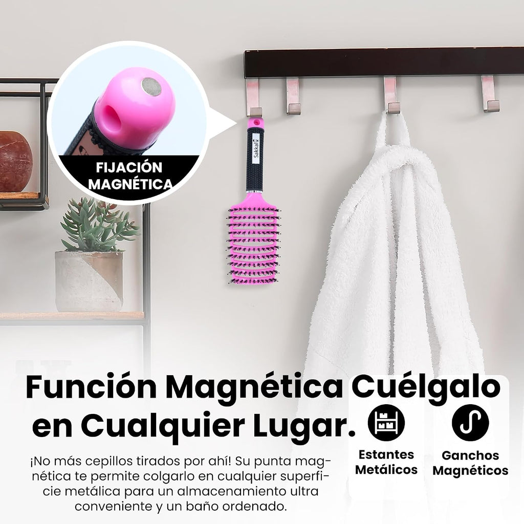 Cepillo De Pelo, Cepillos De Cerdas De Jabali Naturales Largo, Grueso, Fino, Rizado Y Enredado Peinado Profesional Natural Desenredando Secado Rápido Secador Desenredante Peine Mujeres Ninos Salon