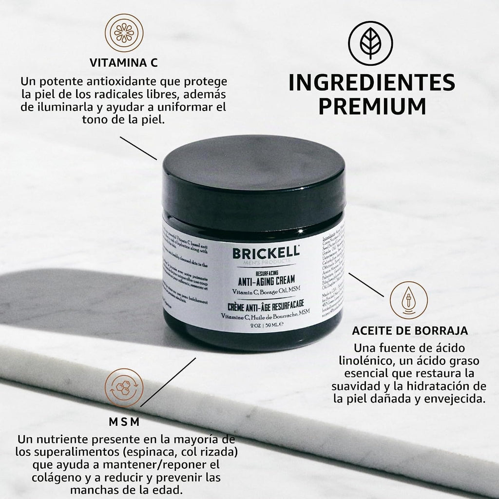 Brickell Men'S Crema Facial Rejuvenecedora Antienvejecimiento Para Hombres, Humectante Facial Natural Y Orgánico, Crema De Vitamina C Para Arrugas, 59Ml, Perfumado