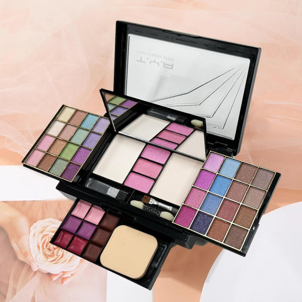 Maquillaje Para Mujer, Paleta De Maquillaje, Caja De Maquillaje Para Mujer, Paleta De Sombra De Ojos Mate Con Lentejuelas, Aclaración, Contorno, Rubor, Larga Duración, Muy Pigmentada