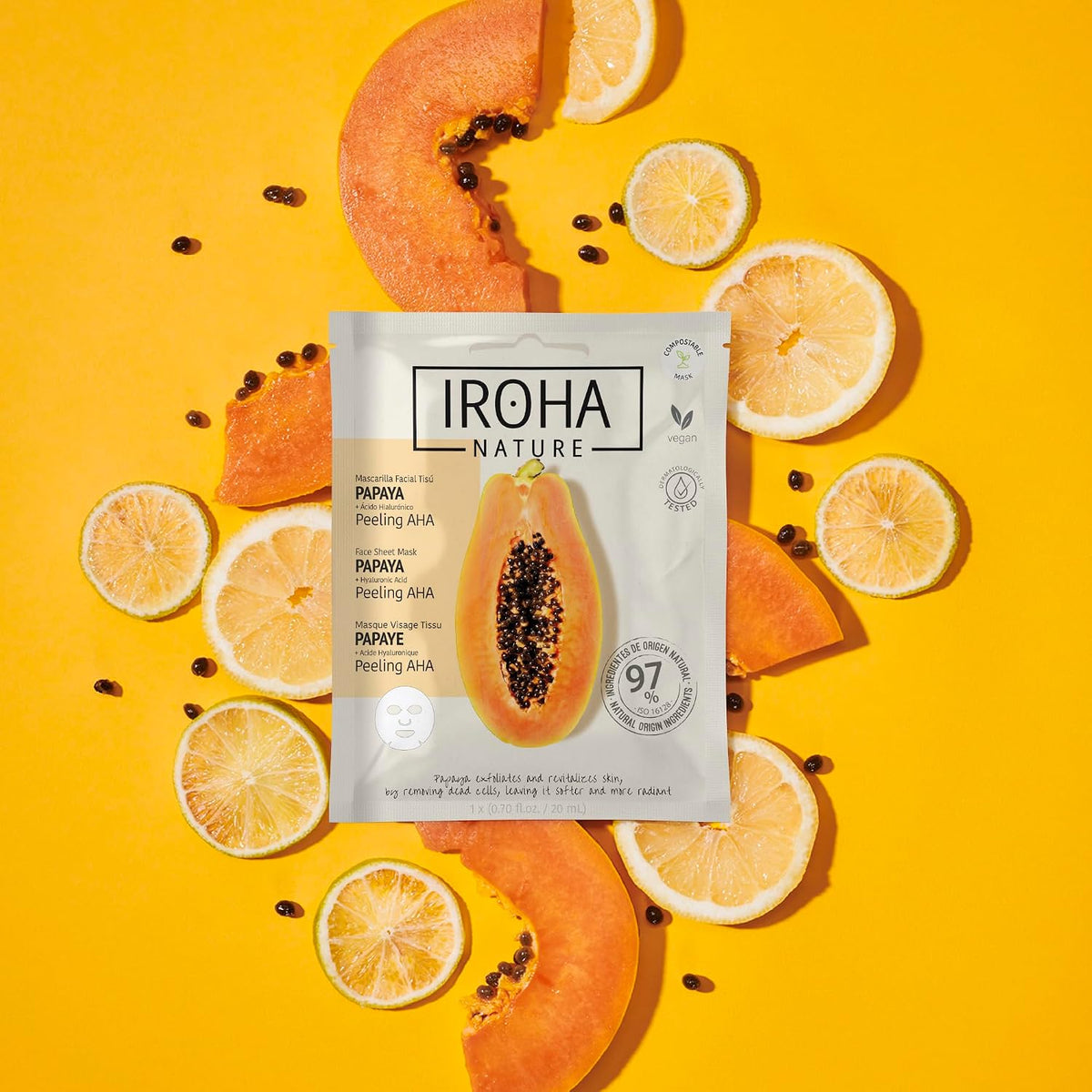 IROHA NATURE - Mascarilla Facial Aguacate Piel Todos Tipos | 6 Unidades