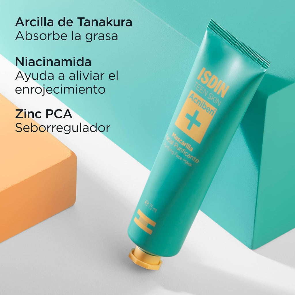 ISDIN Acniben Mascarilla Purificante Mascarilla Facial Purificante Limpia En Profundidad Y Ayuda a Reducir Los Granos, 75 Ml