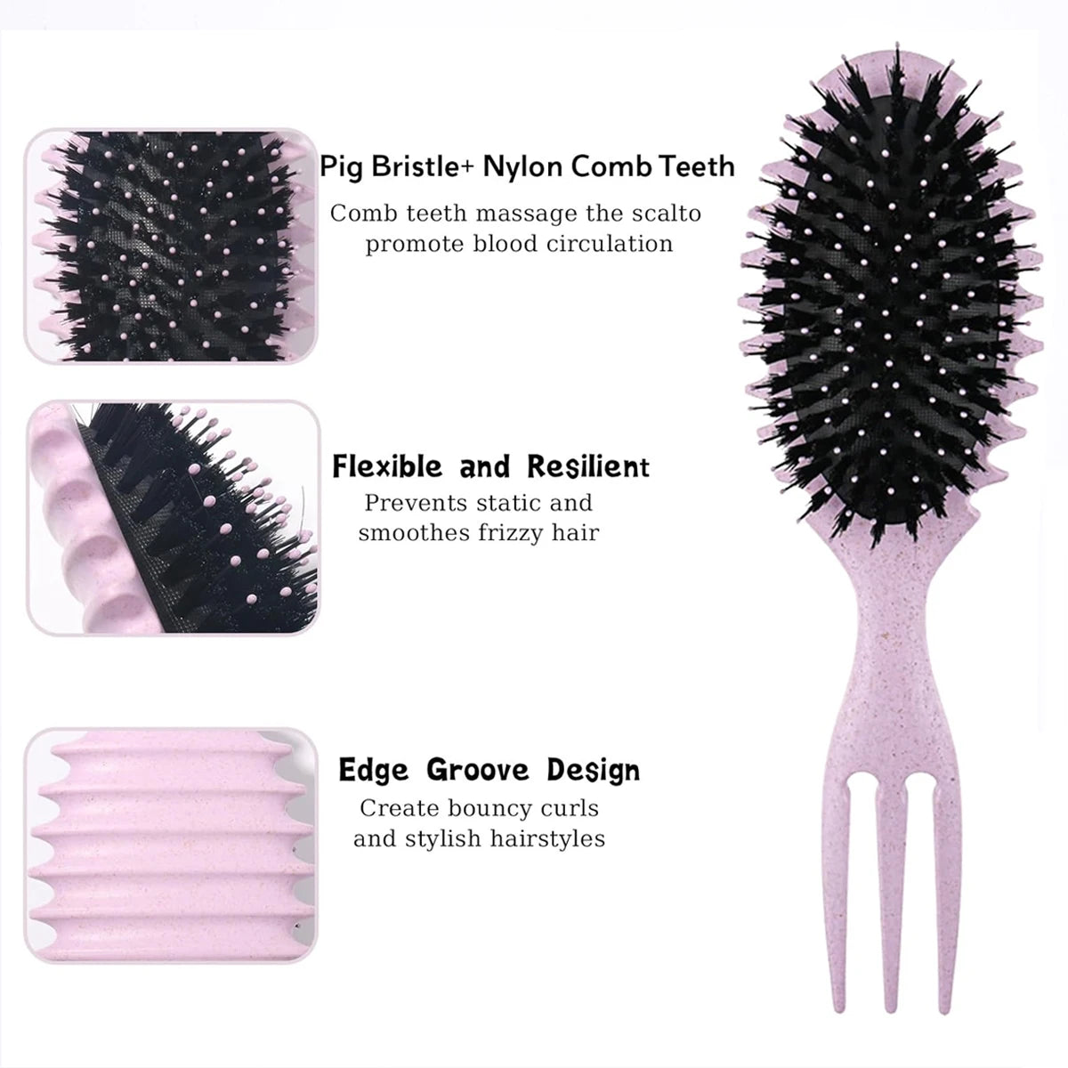 Curl Defining Bounce Hair Brush Barbershop Boar Bristle Comb Detangling Shaping Hairbrushes Professional Salon Home Styling Comb