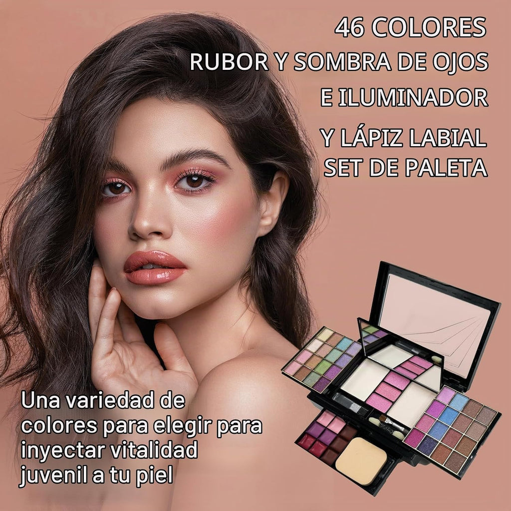 Maquillaje Para Mujer, Paleta De Maquillaje, Caja De Maquillaje Para Mujer, Paleta De Sombra De Ojos Mate Con Lentejuelas, Aclaración, Contorno, Rubor, Larga Duración, Muy Pigmentada