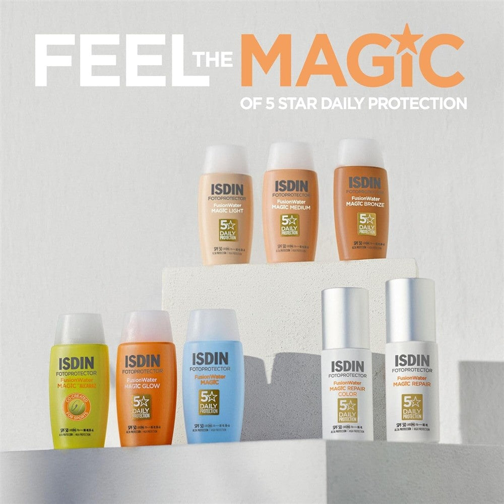 ISDIN Fusion Water Magic Color SPF 50 - Protector solar facial con color, 50ml