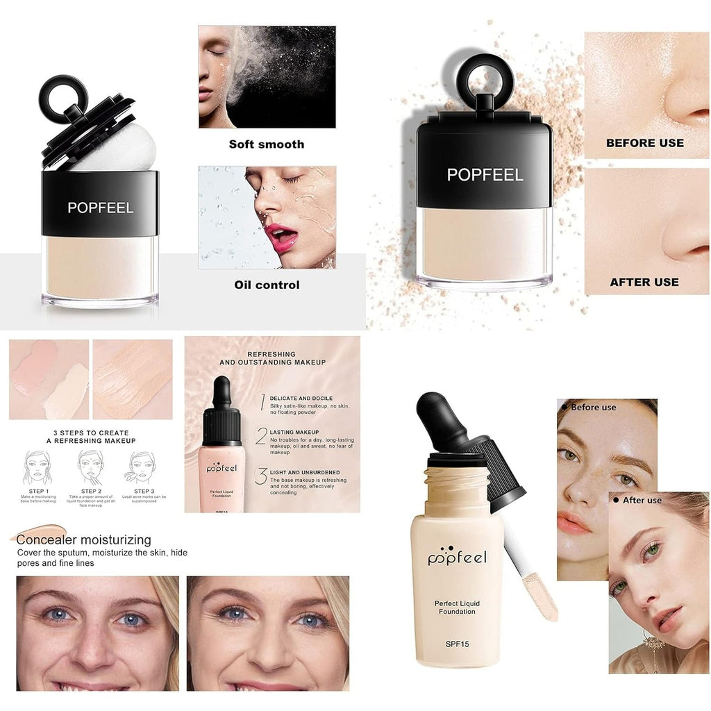 Kit de maquillaje completo con maletín — sombras, base y accesorios