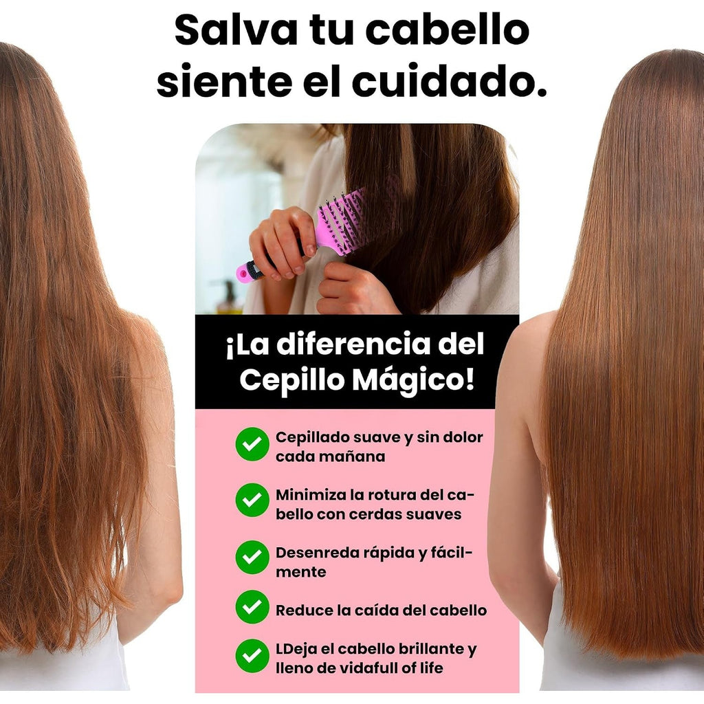 Cepillo de Pelo con Cerdas de Jabalí Natural - Desenredante para Todo Tipo de Cabello
