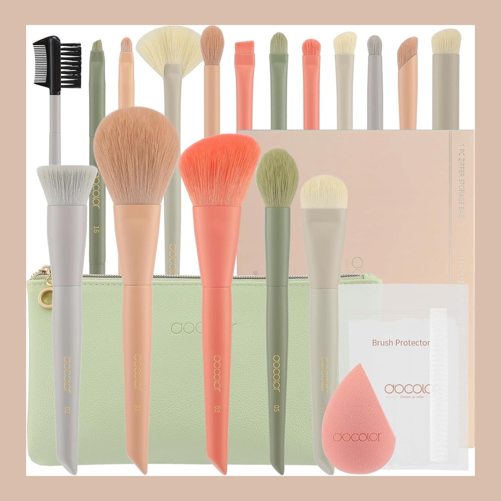 Docolor Juego De Brochas De Maquillaje Profesional 17 Piezas
