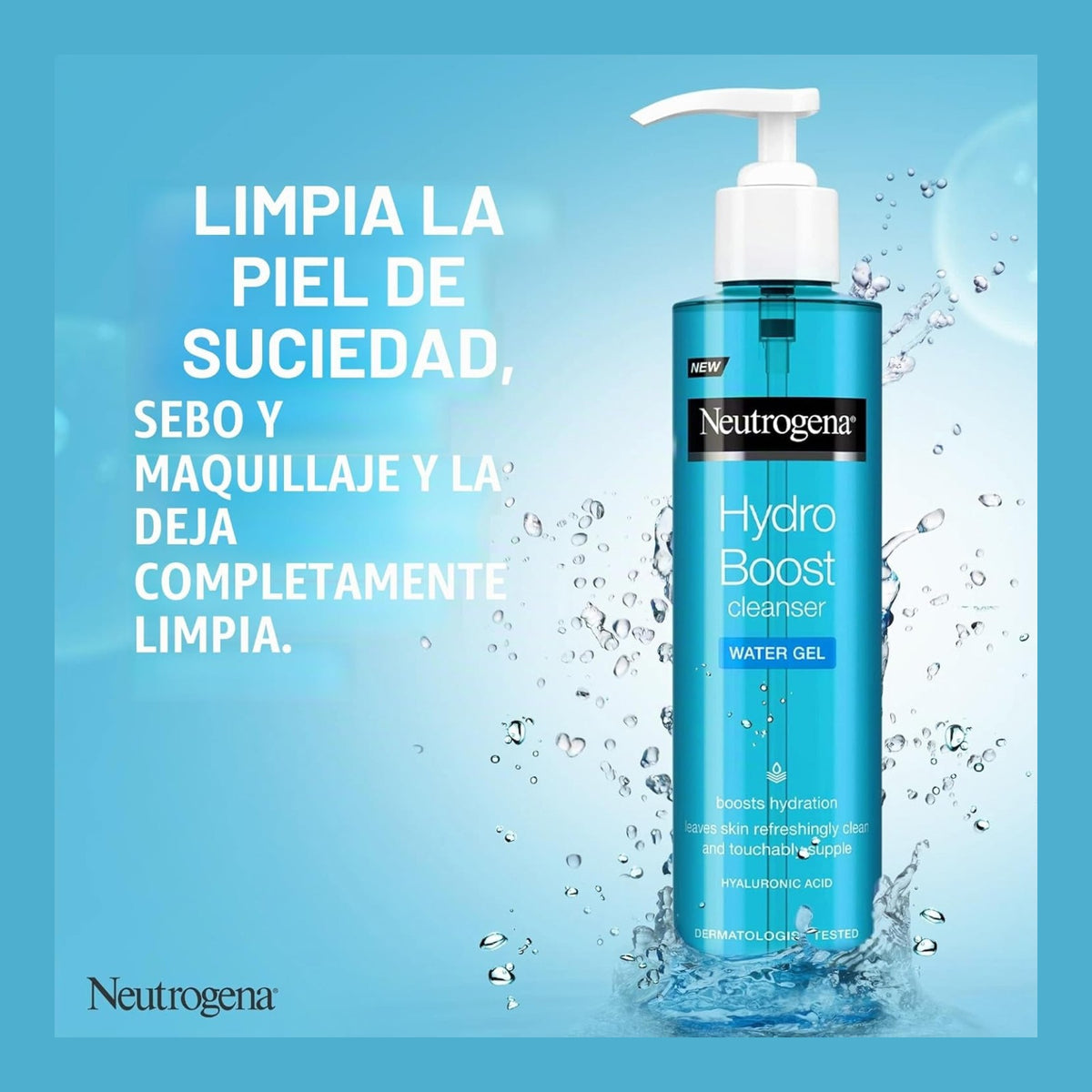 Neutrogena Hydro Boost Aqua Gel Limpiador Facial Suave Con Ácido Hialurónico Y Glicerina Para Todos Los Tipos De Piel, 200 Ml